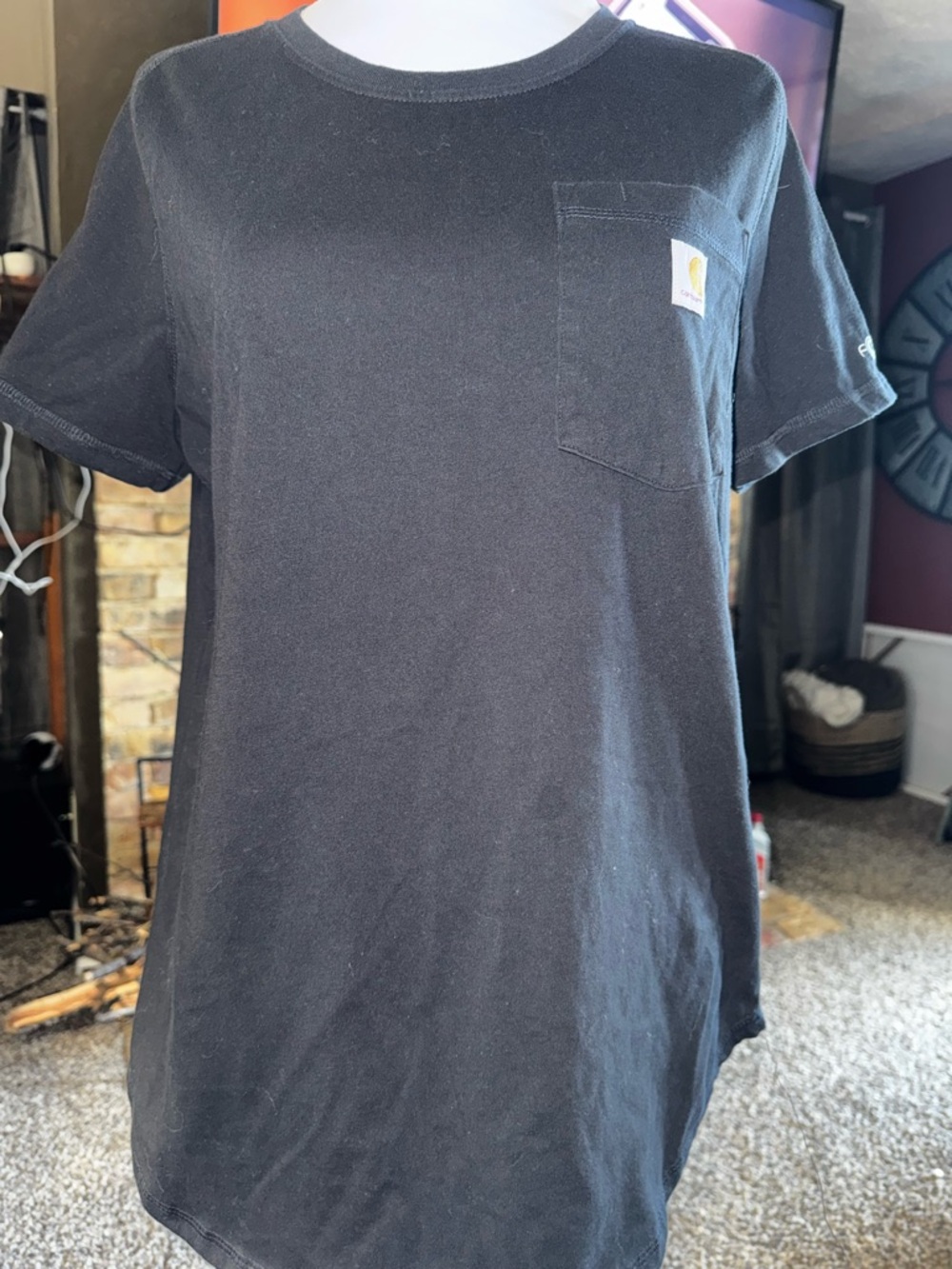 Carhartt Black Short-Sleeve Pocket Tee with Logo Patch